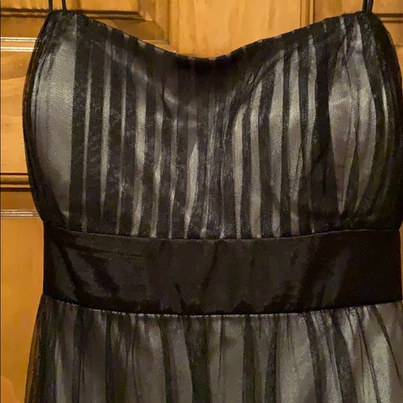 Gray with tile overlay spaghetti strap dress - Picture 2 of 5